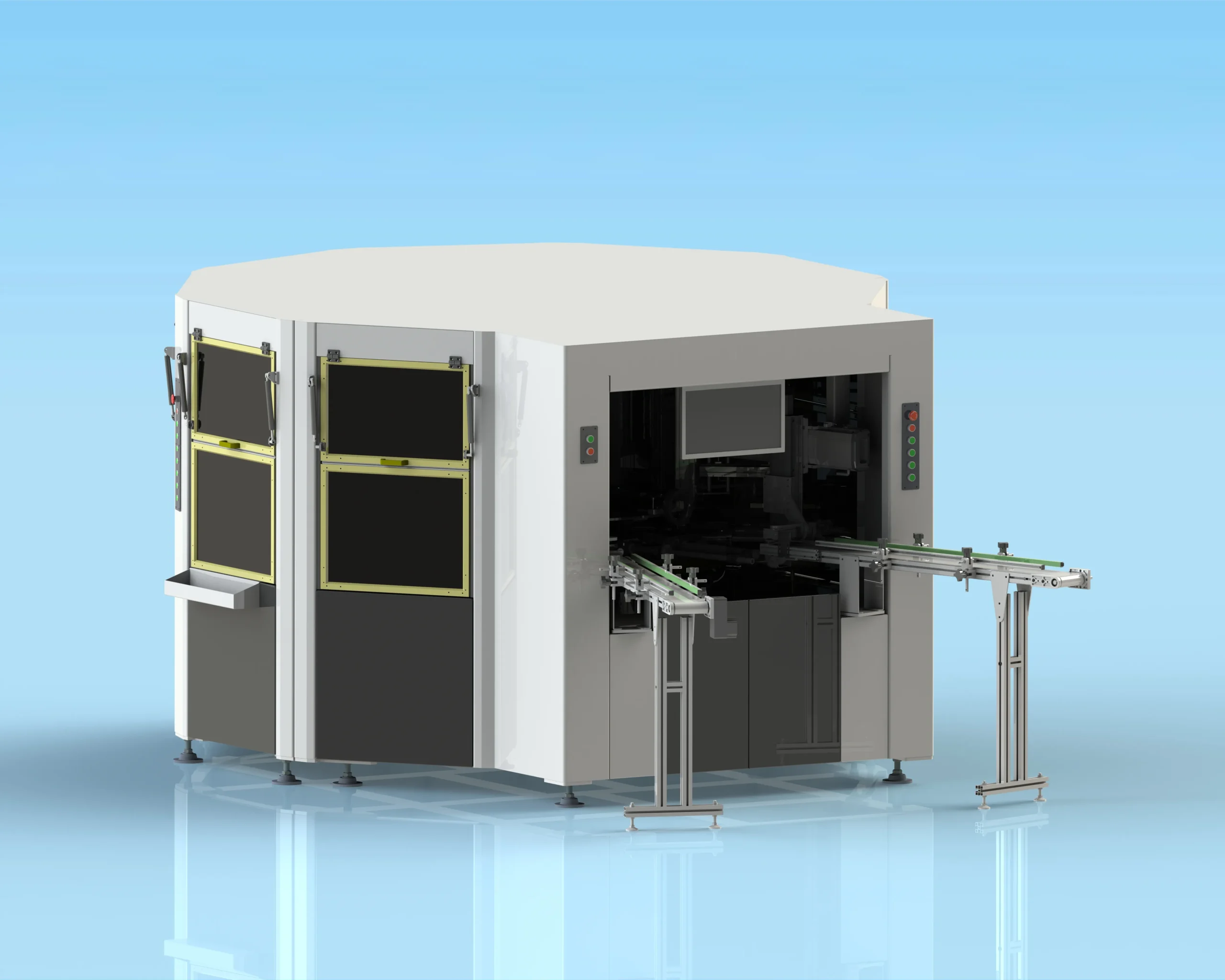 10-Station 3-Color Rotary Screen Printing Machine for Curved Surfaces-A