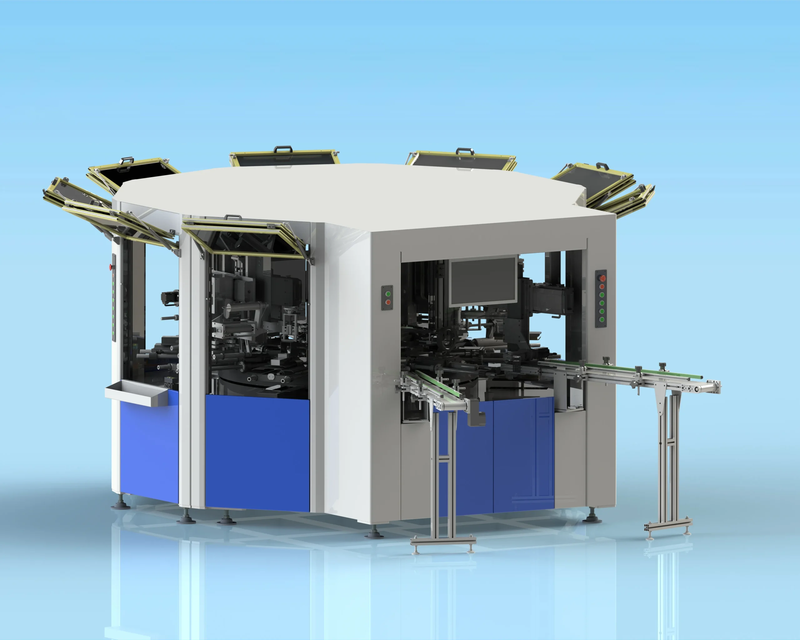 10-Station 3-Color Rotary Screen Printing Machine for Curved Surfaces-D
