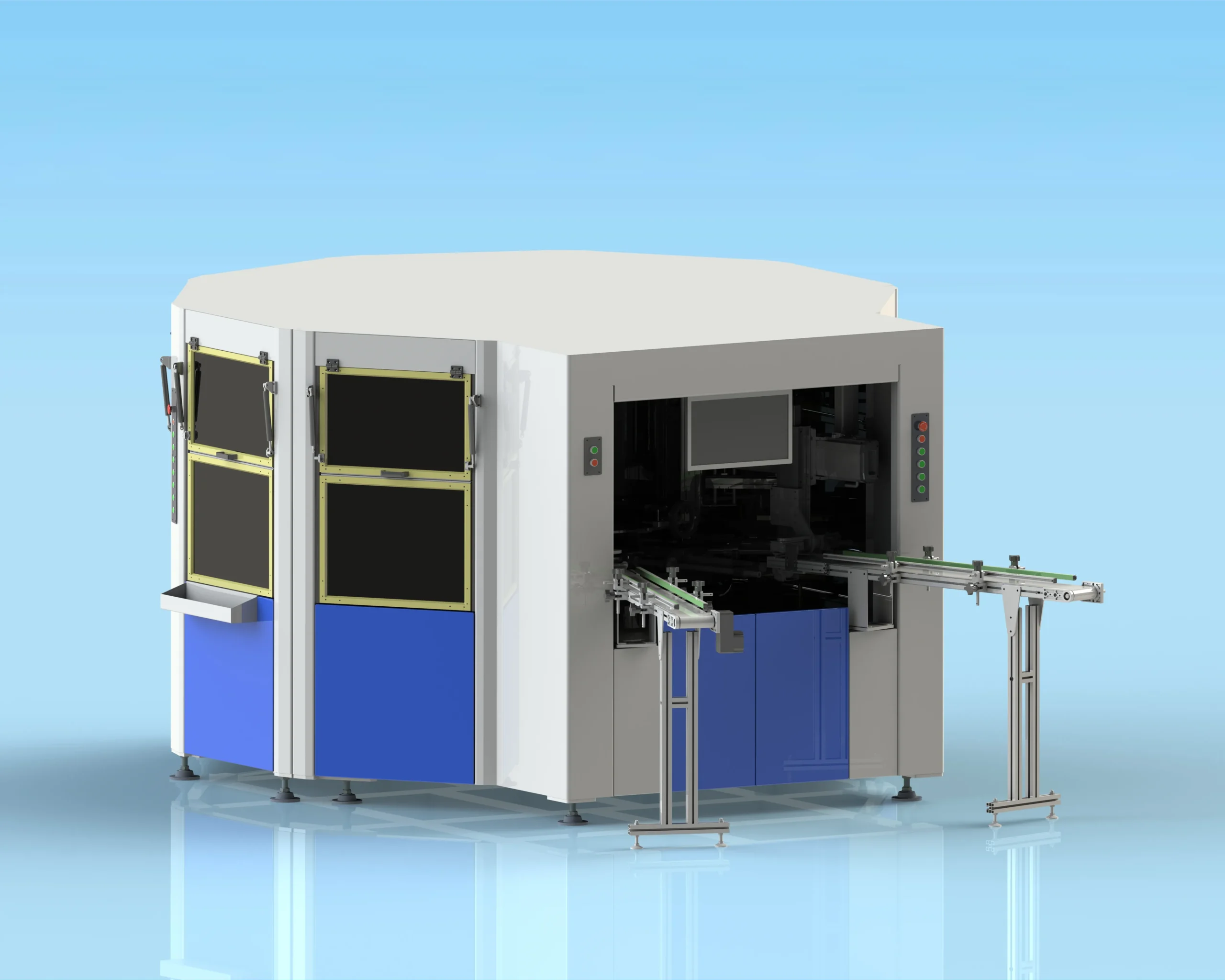 10-Station 3-Color Rotary Screen Printing Machine for Curved Surfaces-E