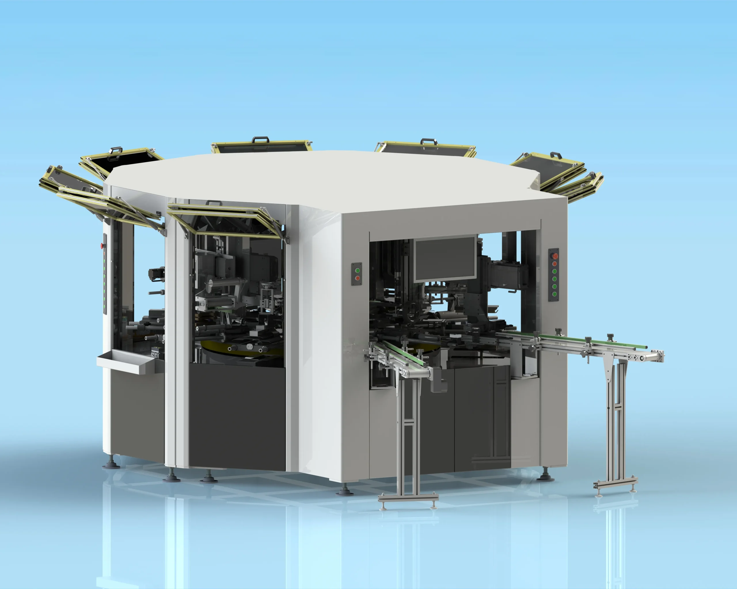 10-Station 3-Color Rotary Screen Printing Machine for Curved Surfaces-F