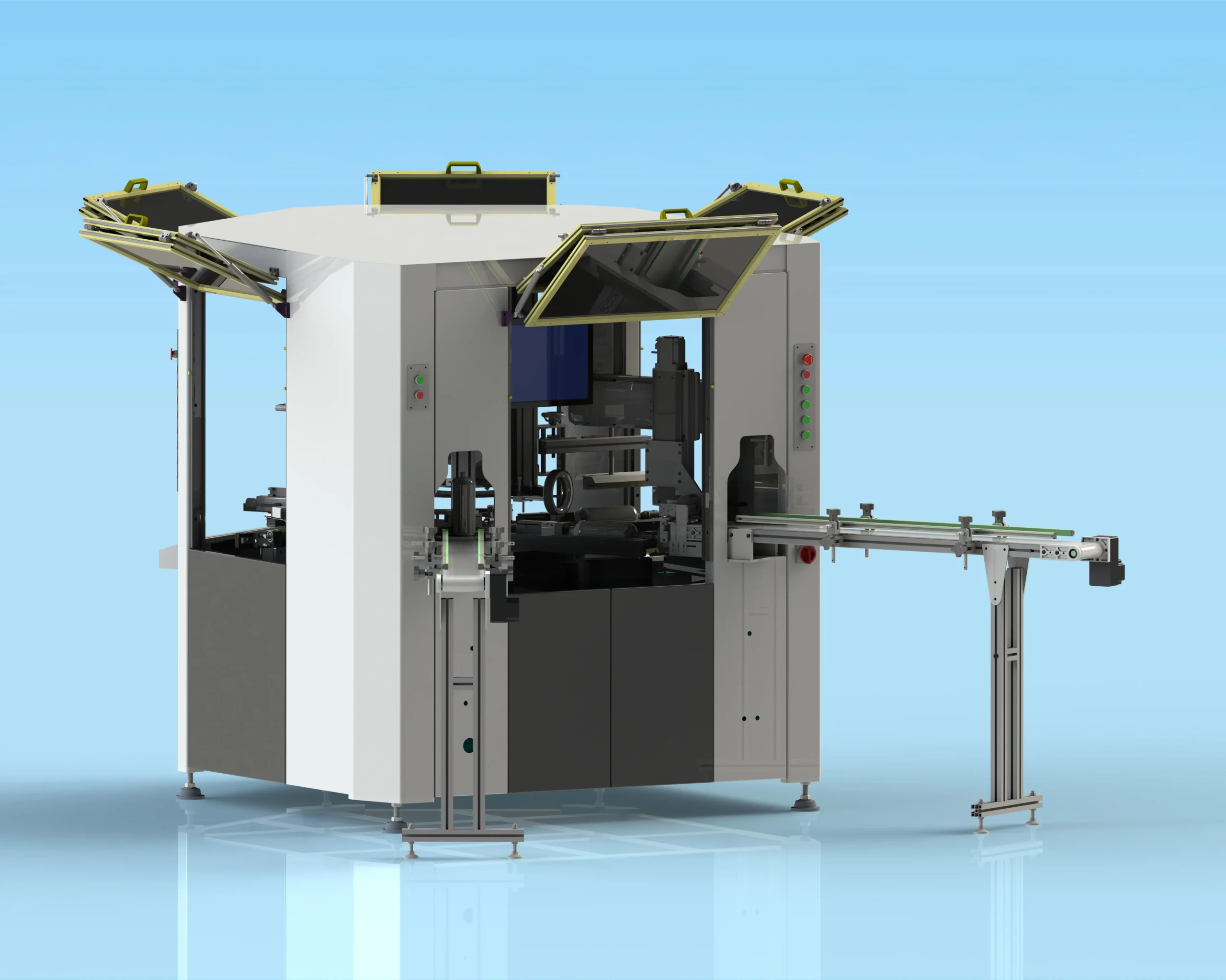 6-Station 1-Color Rotary Screen Printing Machine for Curved Surfaces-A