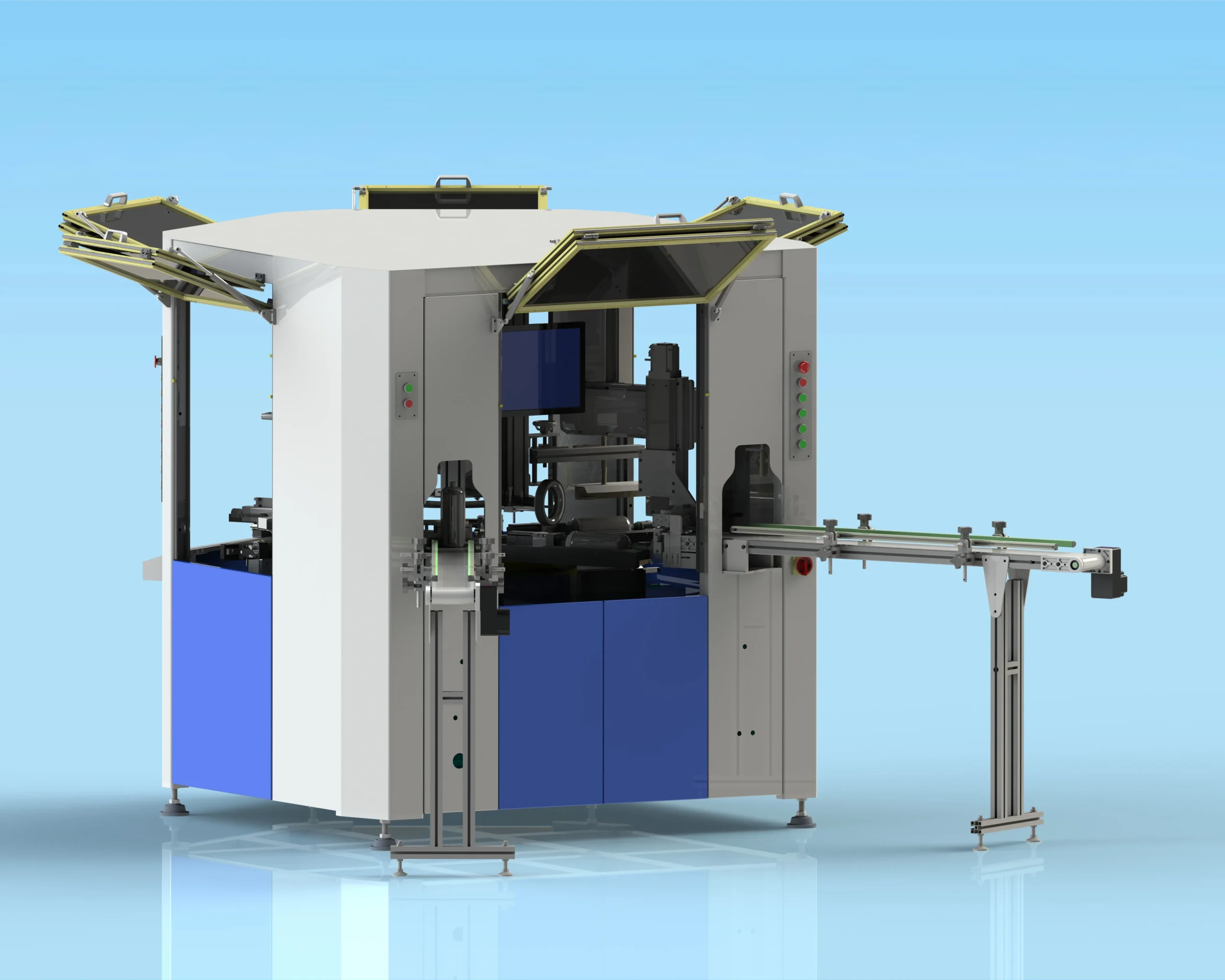 6-Station 1-Color Rotary Screen Printing Machine for Curved Surfaces-F