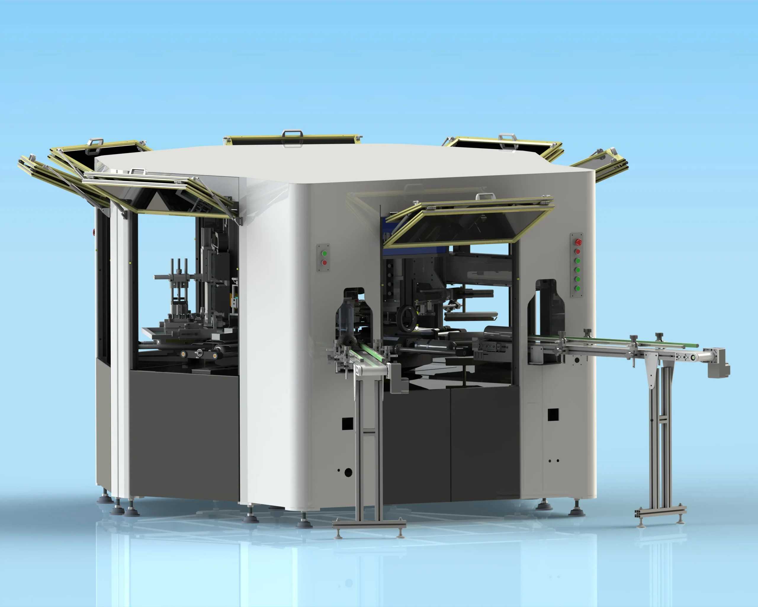8-Station 2-Color Rotary Screen Printing Machine for Curved Surfaces-D