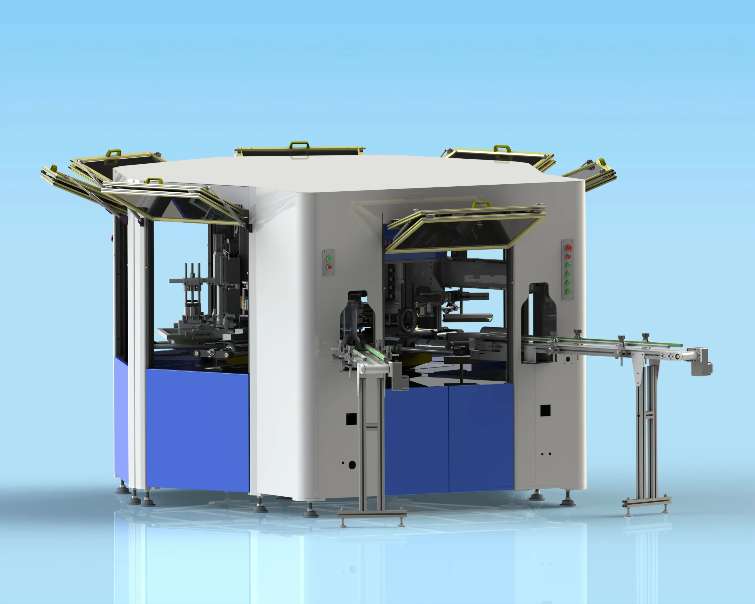 8-Station 2-Color Rotary Screen Printing Machine for Curved Surfaces-E